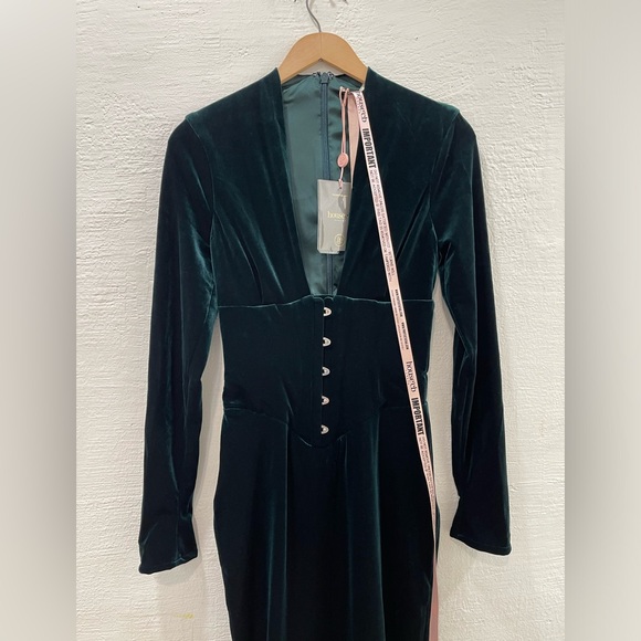 House of CB Arabella Forest Velvet Corset Dress - Picture 4 of 5